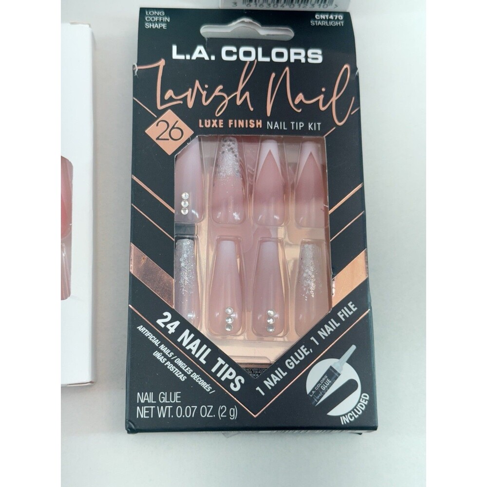 Professional False Nails - Press on Nails, Long, with Glue, color White and Red. - Picture 5 of 12